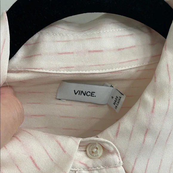 Vince Light Pink Striped Silk Blouse - Picture 2 of 5